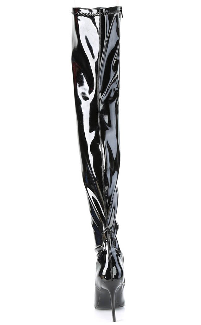 CLASSIQUE-3000 Black Patent Thigh High Boots-Pleaser-Tragic Beautiful