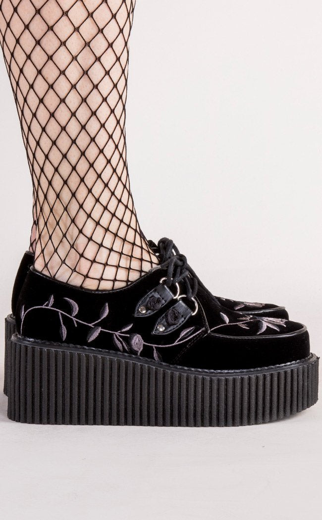 CREEPER-219 Black Velvet Creepers-Demonia-Tragic Beautiful