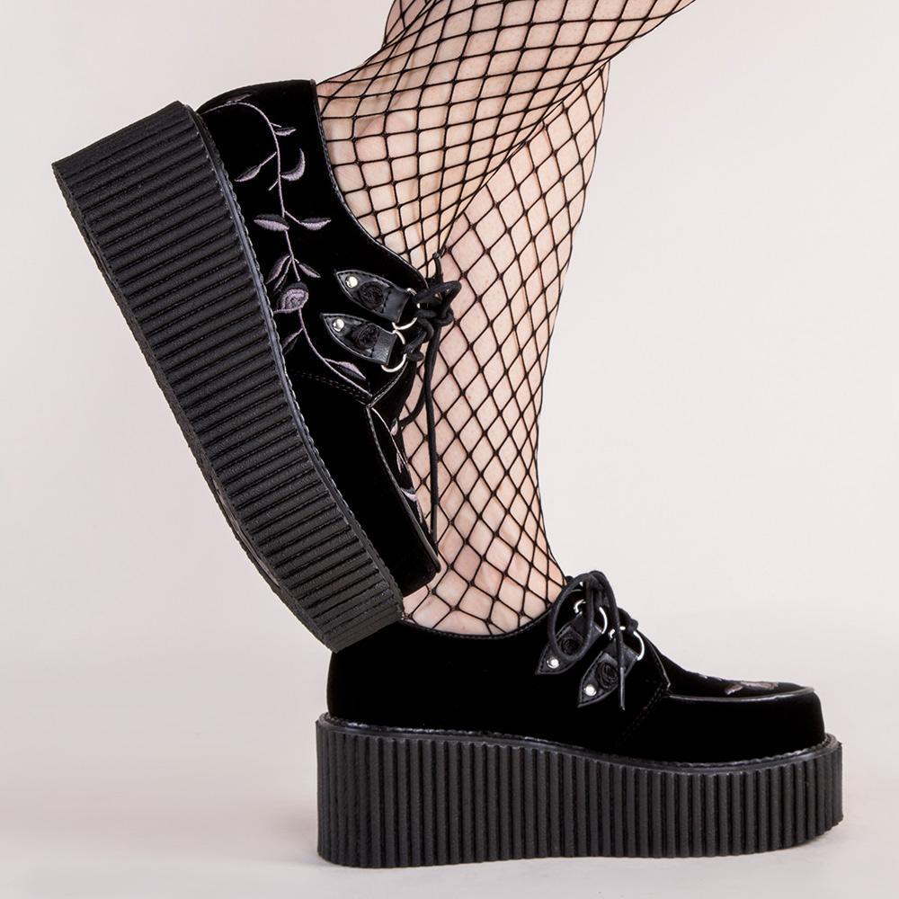 CREEPER-219 Black Velvet Creepers-Demonia-Tragic Beautiful