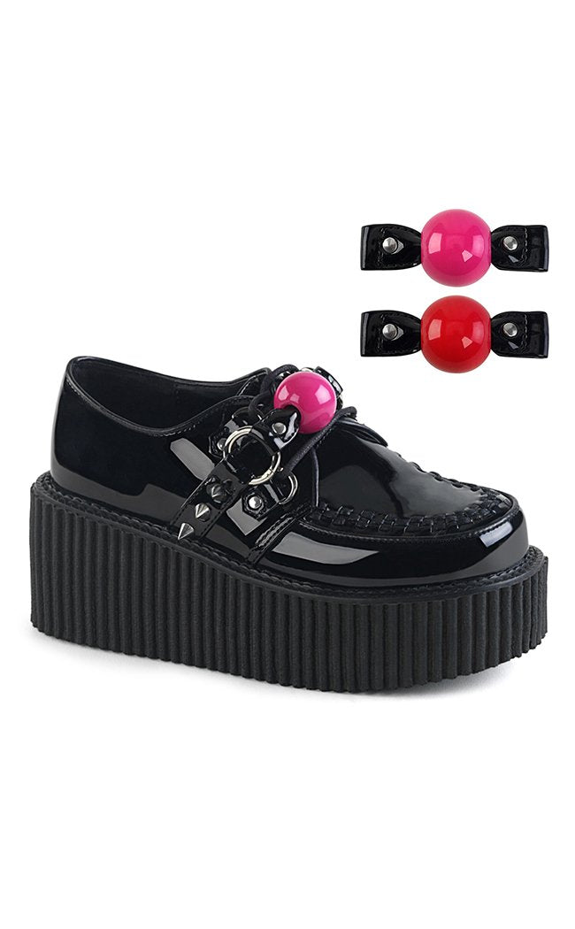 CREEPER-222 Black Patent Creepers-Demonia-Tragic Beautiful