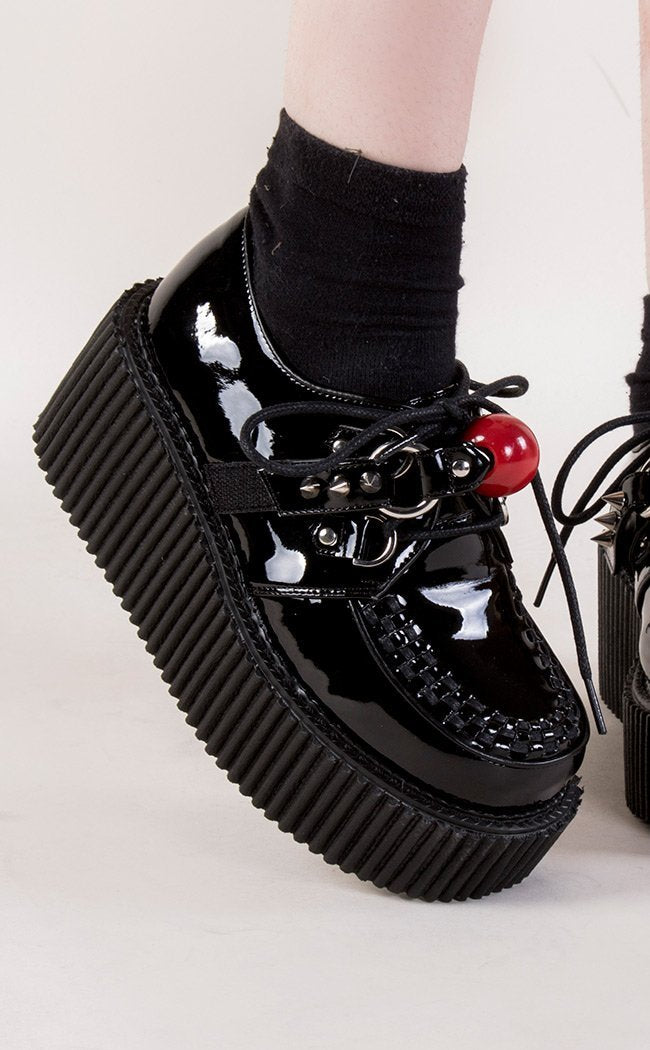 CREEPER-222 Black Patent Creepers-Demonia-Tragic Beautiful