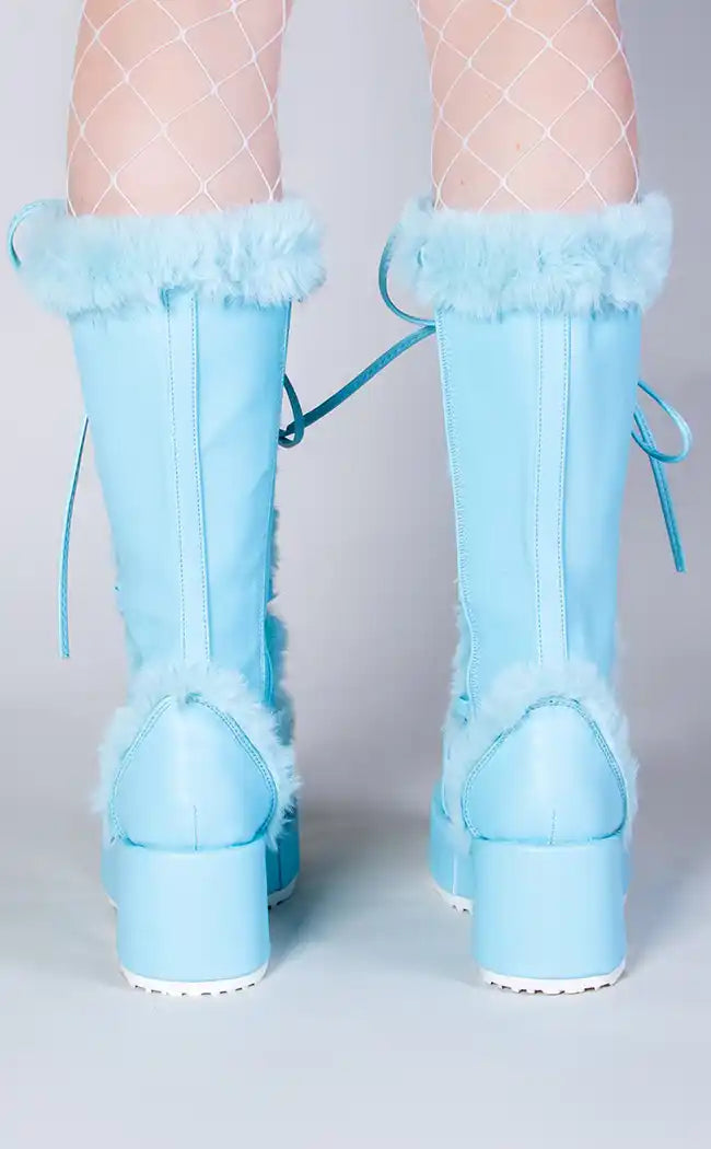 CUBBY-311 Baby Blue Vegan Suede Boots-Demonia-Tragic Beautiful