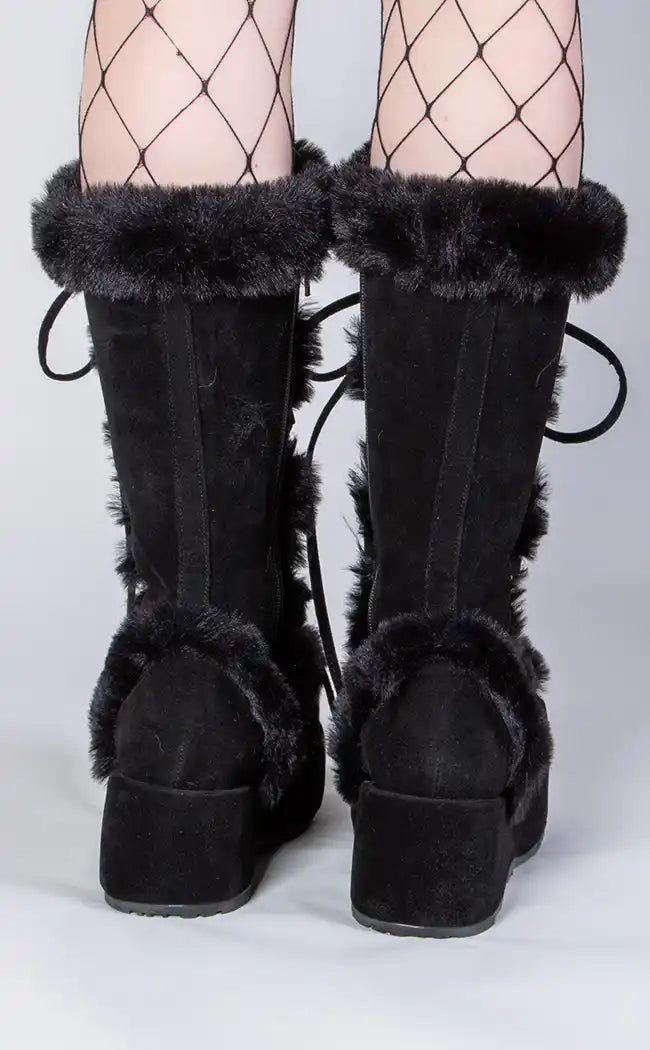 CUBBY-311 Black Vegan Suede Boots-Demonia-Tragic Beautiful