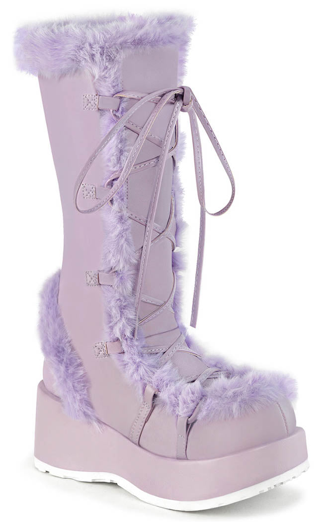 CUBBY-311 Lavender Vegan Suede Boots-Demonia-Tragic Beautiful