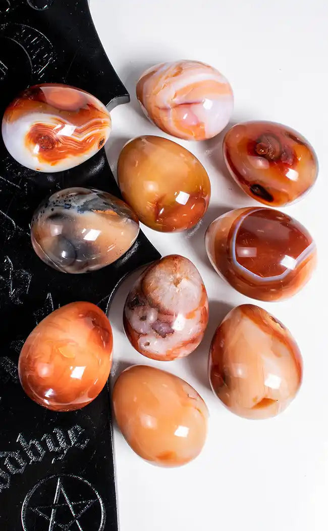 Carnelian Eggs with Stands-Crystals-Tragic Beautiful