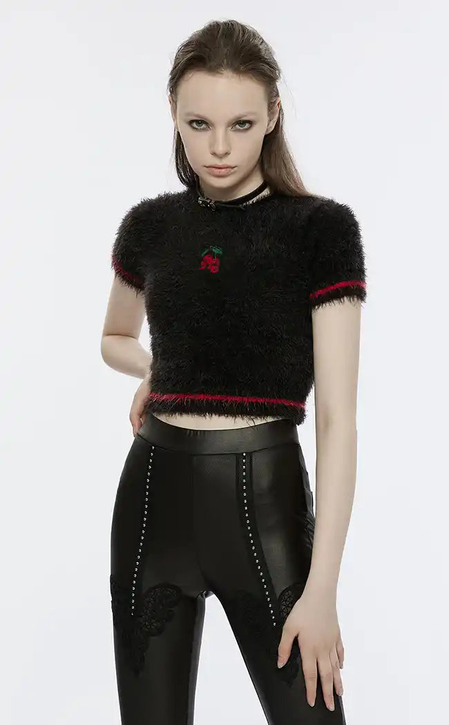 Cherry Bomb Fluffy Top with Arm Warmers | Black-Punk Rave-Tragic Beautiful