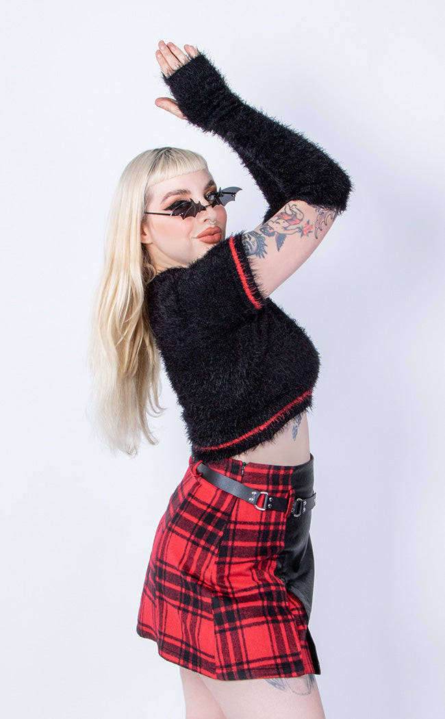 Cherry Bomb Fluffy Top with Arm Warmers | Black-Punk Rave-Tragic Beautiful