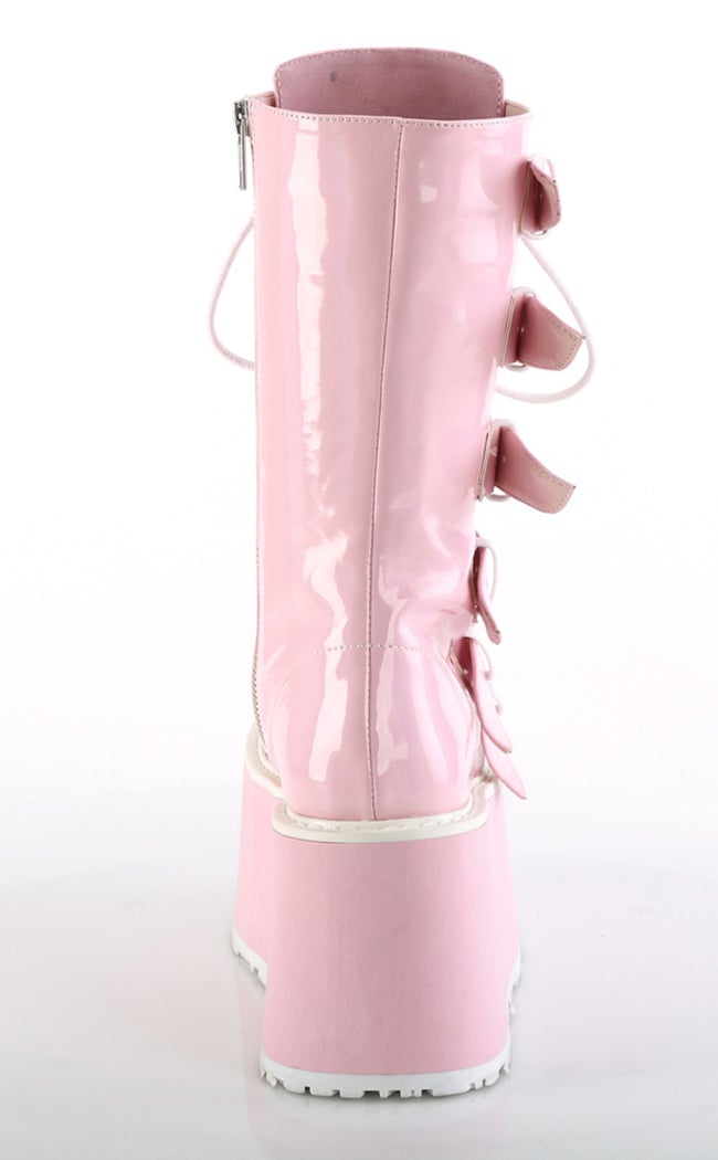 DAMNED-225 Baby Pink Holographic Boots-Demonia-Tragic Beautiful