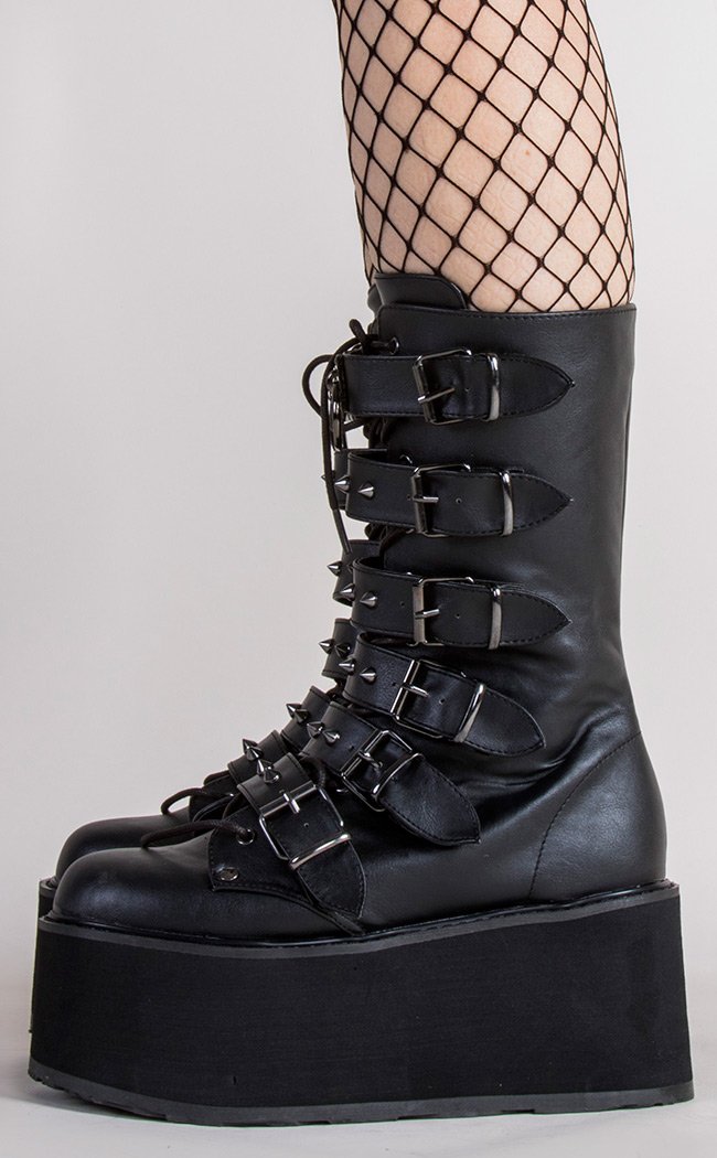 DAMNED-225 Black Vegan Boots-Demonia-Tragic Beautiful