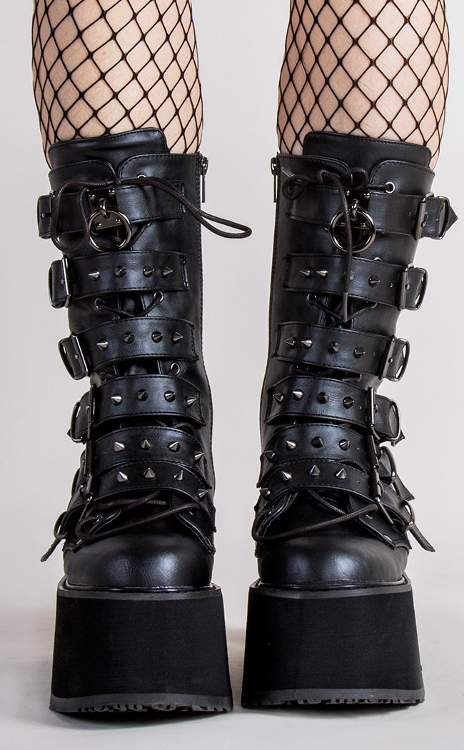 DAMNED-225 Black Vegan Boots-Demonia-Tragic Beautiful