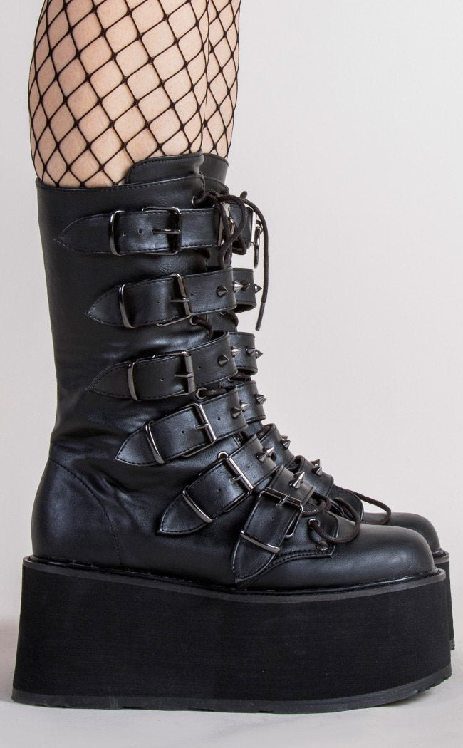 DAMNED-225 Black Vegan Boots-Demonia-Tragic Beautiful