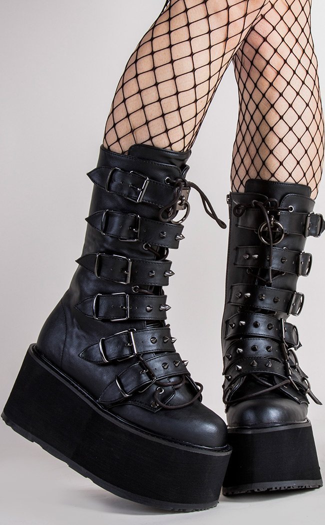DAMNED-225 Black Vegan Boots-Demonia-Tragic Beautiful