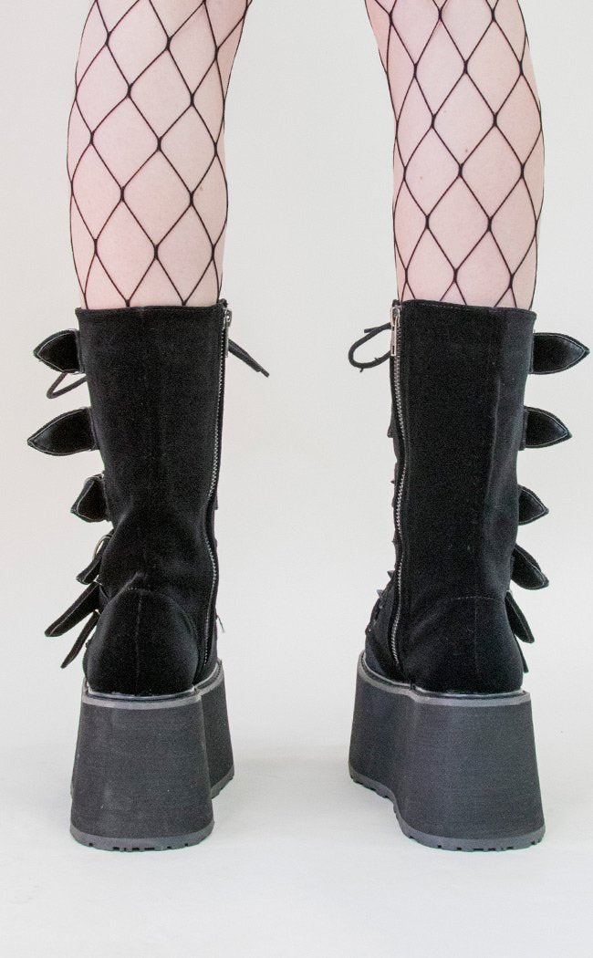 DAMNED-225 Black Velvet Boots-Demonia-Tragic Beautiful