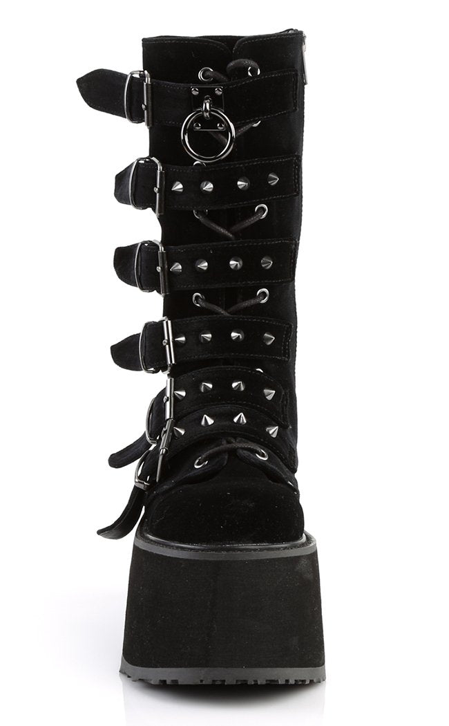 DAMNED-225 Black Velvet Boots-Demonia-Tragic Beautiful