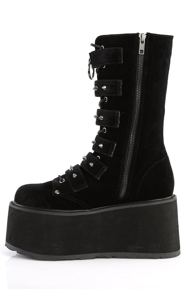 DAMNED-225 Black Velvet Boots-Demonia-Tragic Beautiful