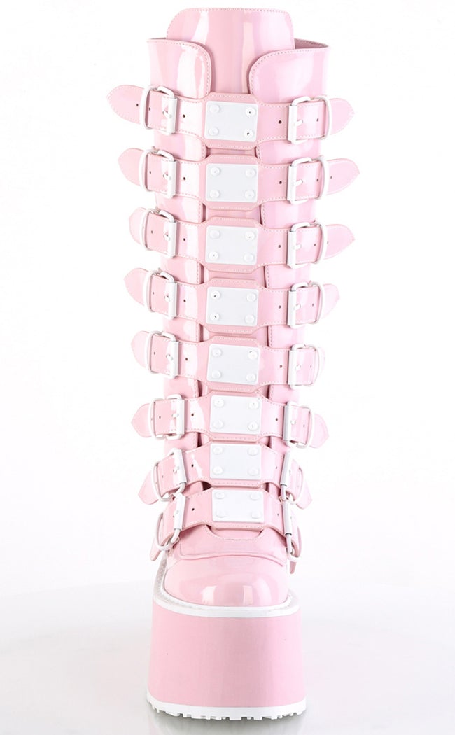 DAMNED-318 Baby Pink Holographic Boots-Demonia-Tragic Beautiful