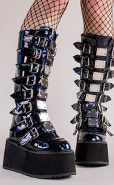 DAMNED-318 Black Hologram Vegan Leather Boots (AU Stock)-Demonia-Tragic Beautiful