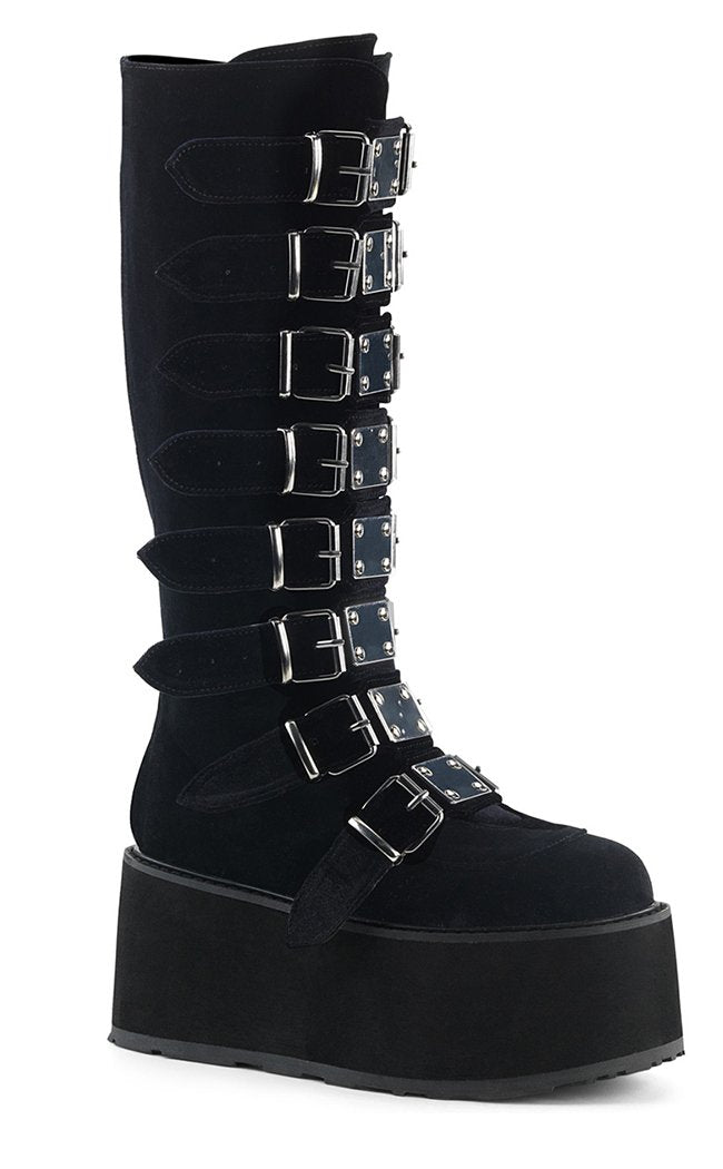 DAMNED-318 Black Velvet Boots (Au Stock)-Demonia-Tragic Beautiful