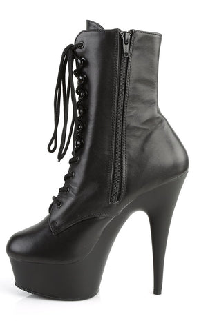 DELIGHT-1020 Black Leather Ankle Boots-Pleaser-Tragic Beautiful