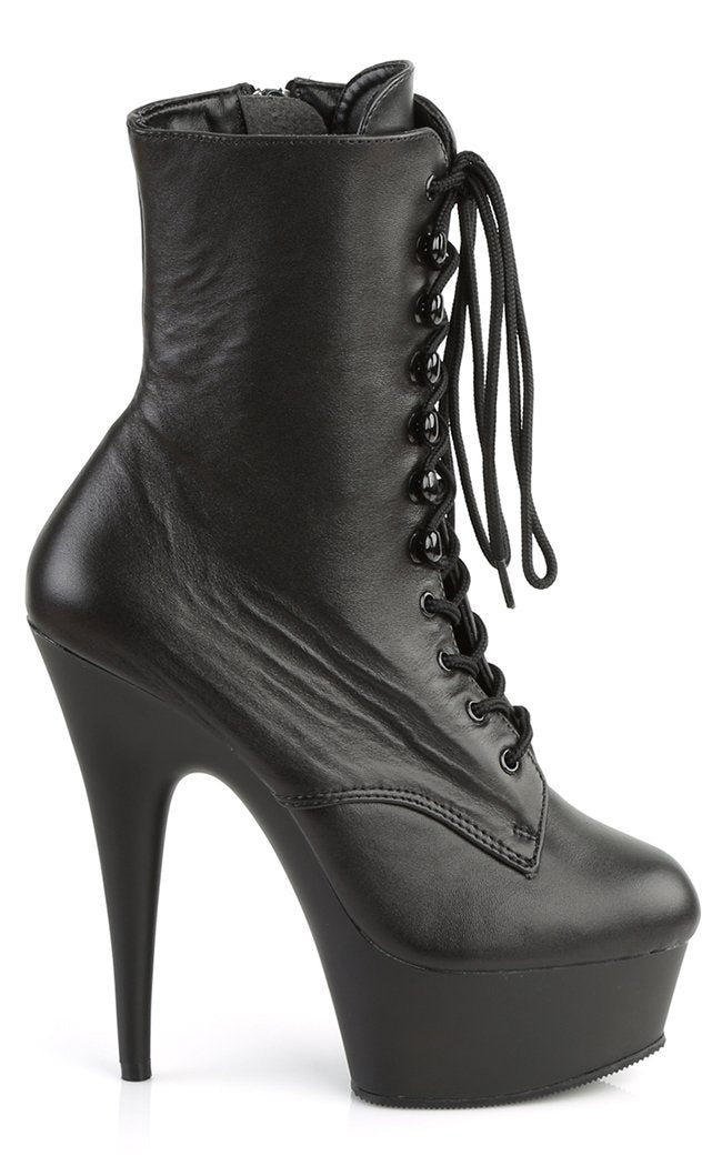 DELIGHT-1020 Black Leather Ankle Boots-Pleaser-Tragic Beautiful