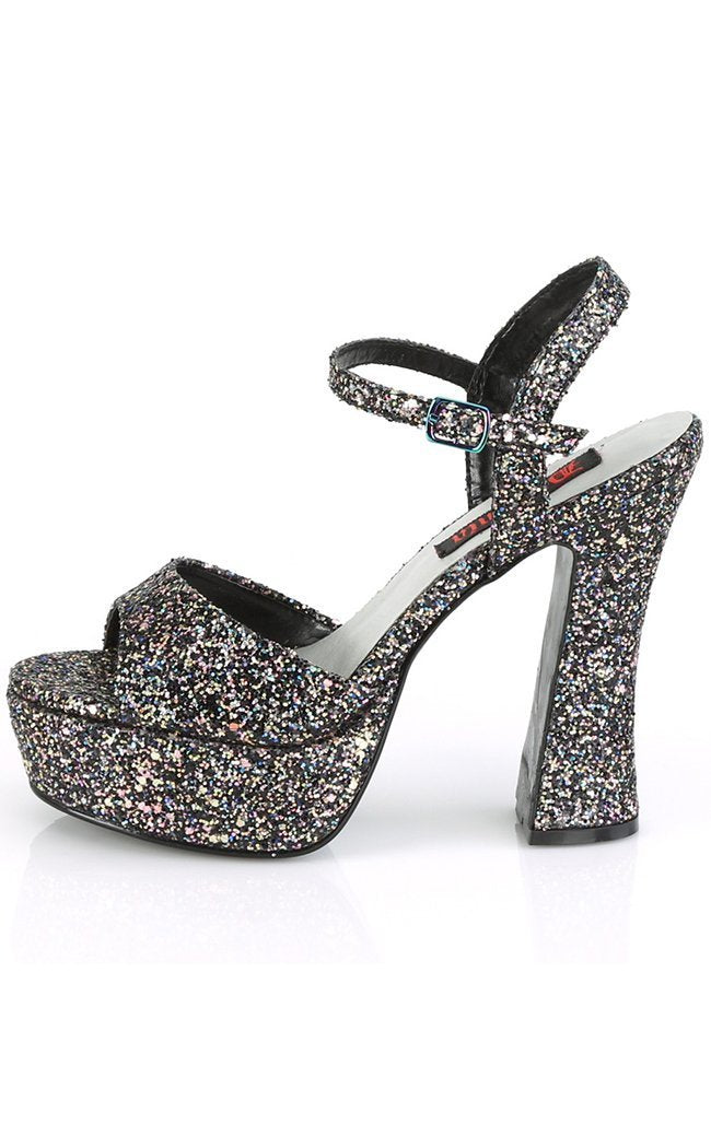 DOLLY-09 Black Glitter Peeptoe Heels-Demonia-Tragic Beautiful