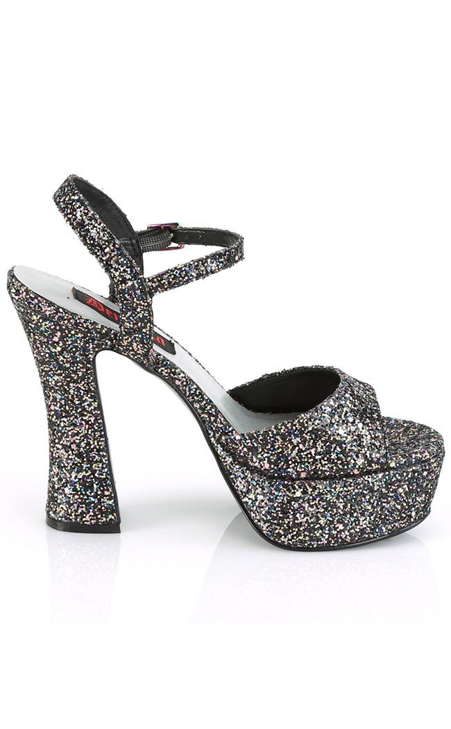 DOLLY-09 Black Glitter Peeptoe Heels-Demonia-Tragic Beautiful