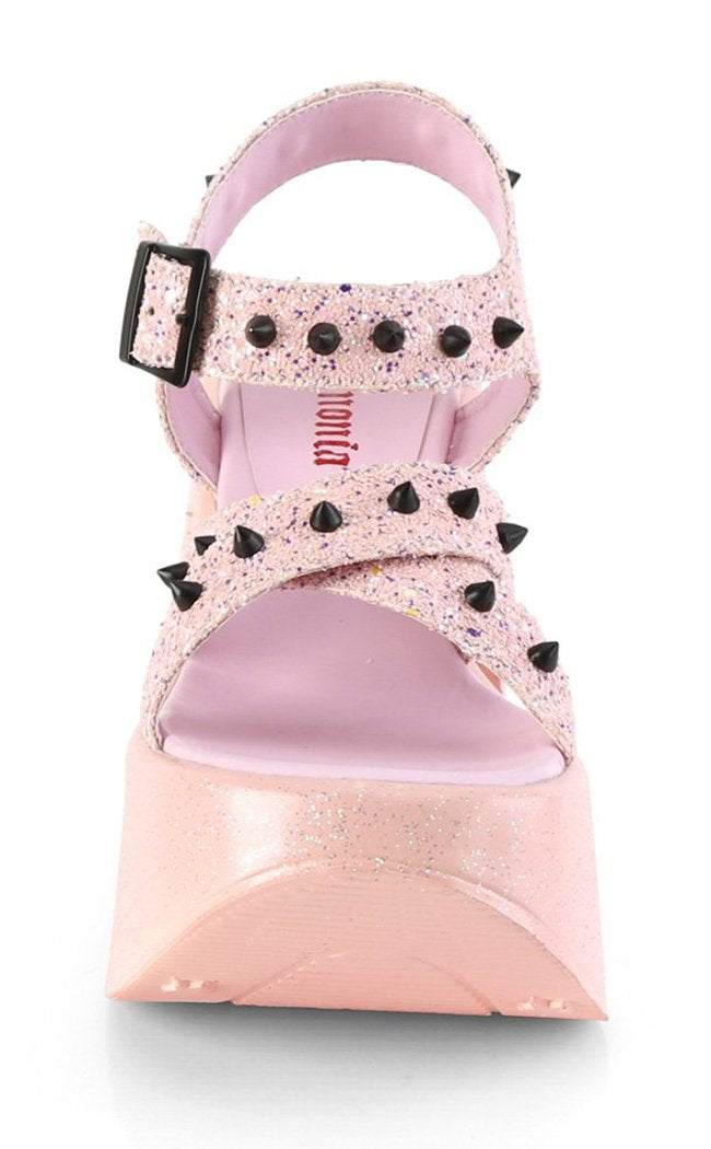 DYNAMITE-02 Baby Pink Glitter Wedges-Demonia-Tragic Beautiful