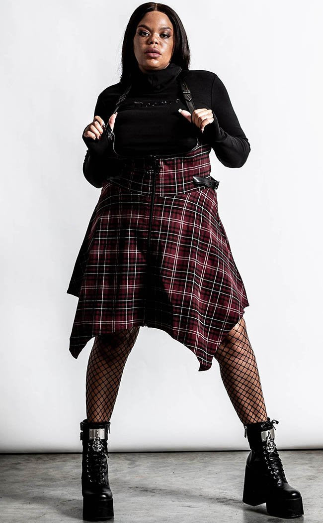 Dazed & Confused Suspender Skirt | Blood Tartan-Killstar-Tragic Beautiful