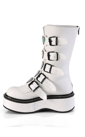 EMILY-330 White Leather Boots-Demonia-Tragic Beautiful