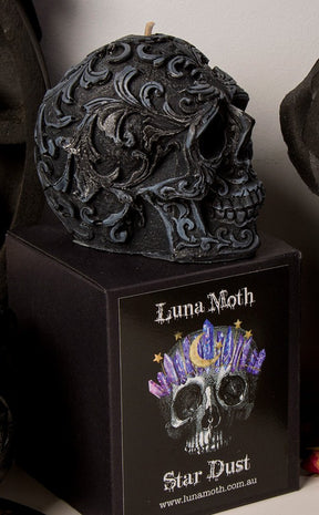 Engraved Skull Candle | Star Dust-Luna Moth-Tragic Beautiful