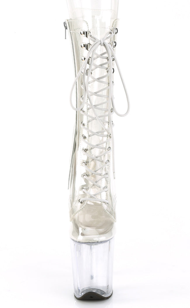 FLAMINGO-1050C Clear Mid Calf Boots-Pleaser-Tragic Beautiful