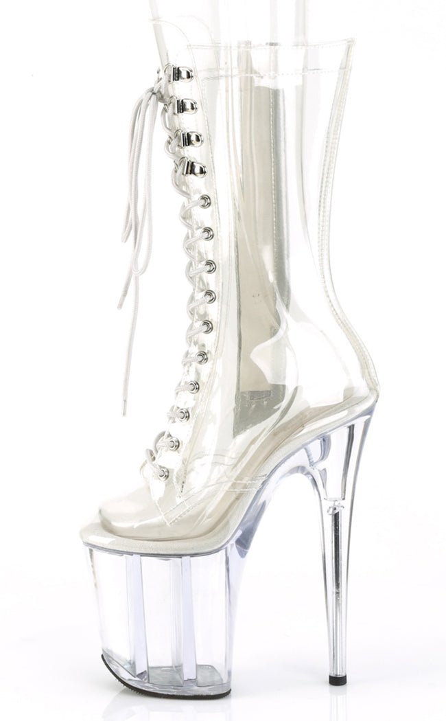 FLAMINGO-1050C Clear Mid Calf Boots-Pleaser-Tragic Beautiful