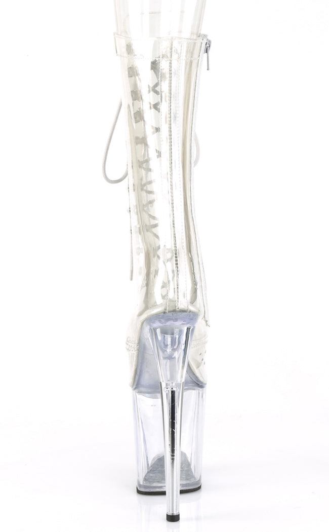 FLAMINGO-1050C Clear Mid Calf Boots-Pleaser-Tragic Beautiful