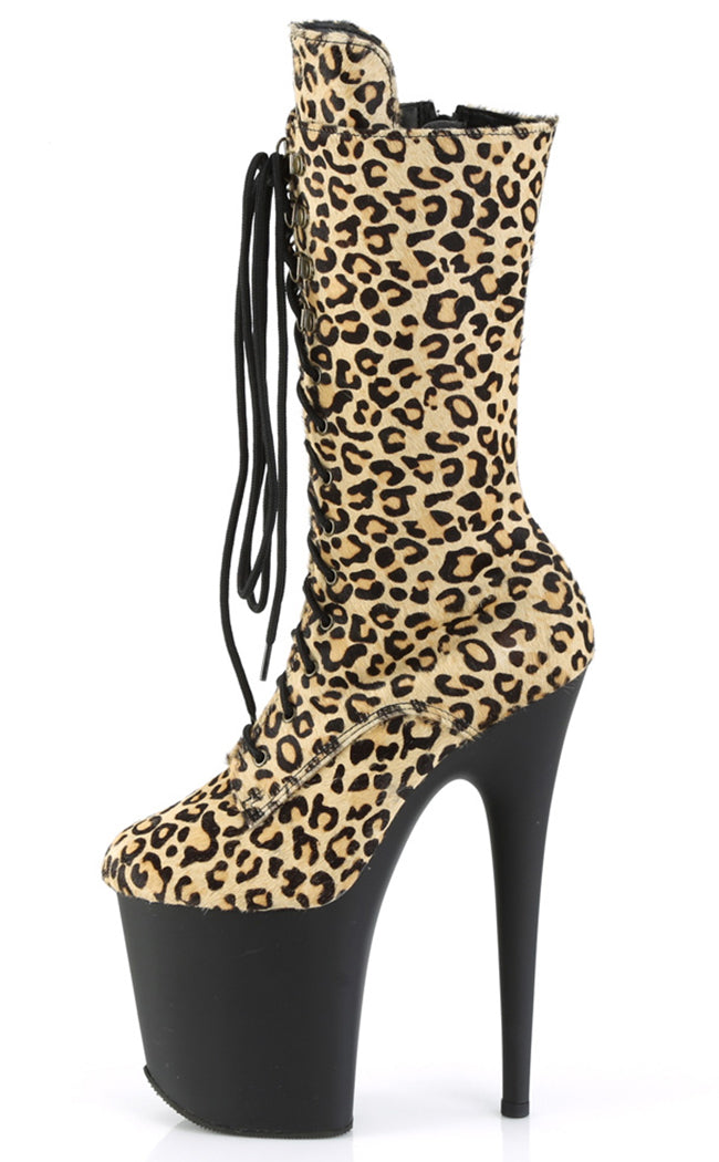 FLAMINGO-1050LP Leopard Print Mid Calf Boots-Pleaser-Tragic Beautiful
