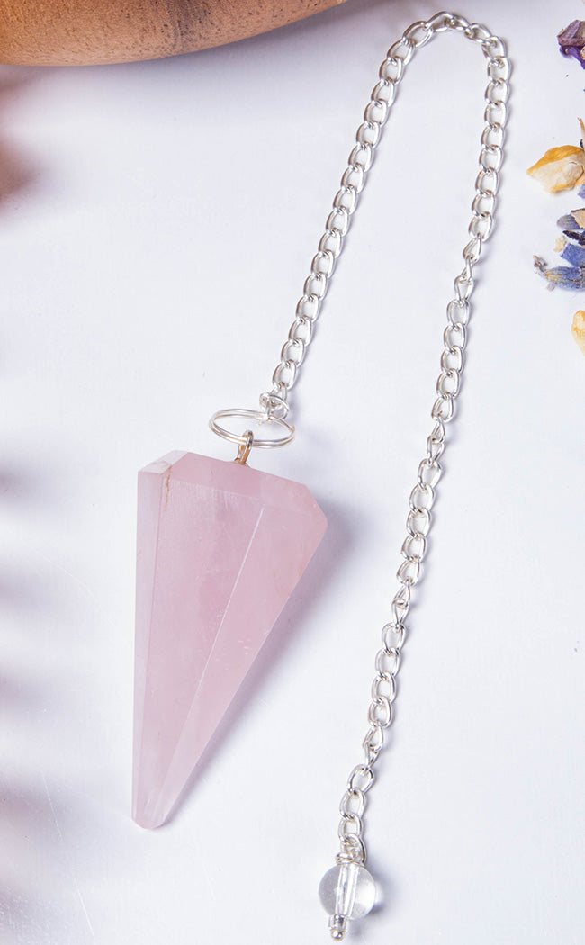 Faceted Pendulum | Rose Quartz-Crystals-Tragic Beautiful