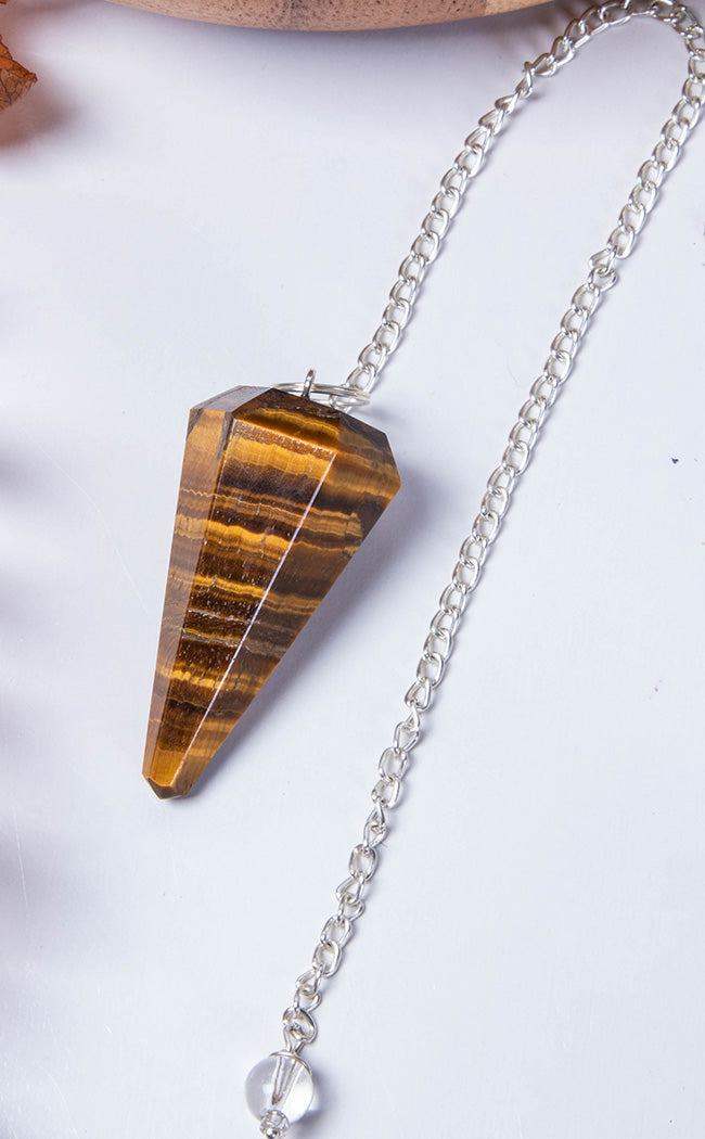 Faceted Pendulum | Tiger's Eye-Crystals-Tragic Beautiful