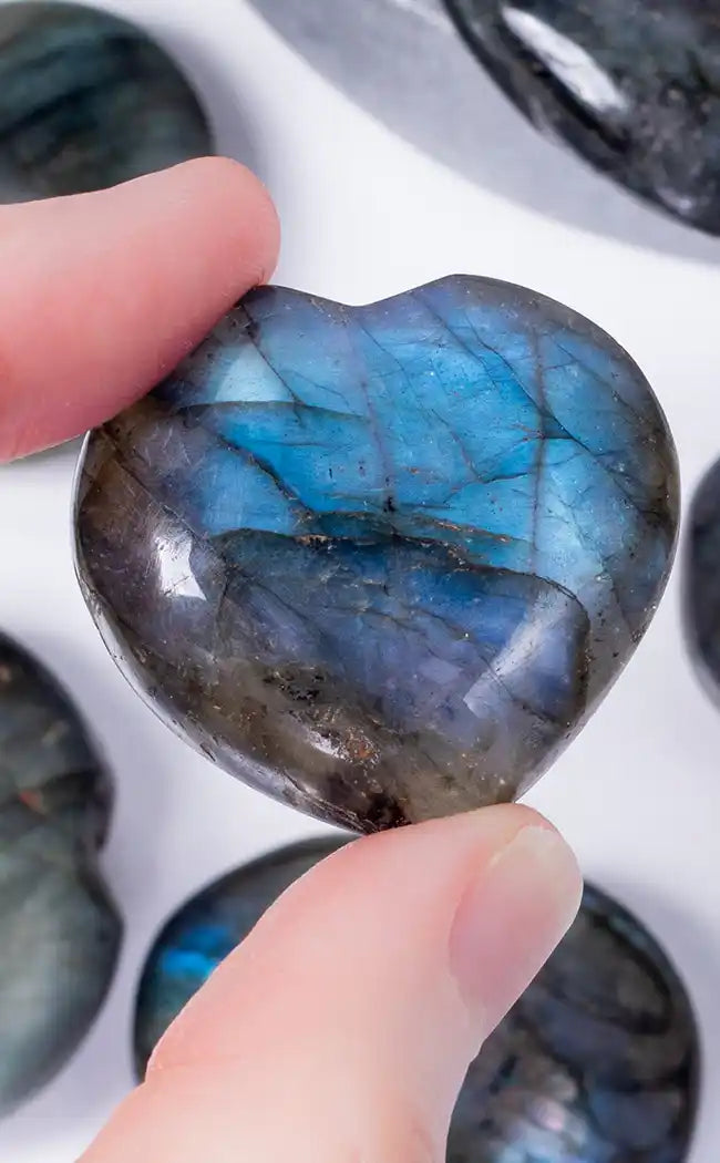 Flashy Labradorite Mini Crystal Hearts-Crystals-Tragic Beautiful