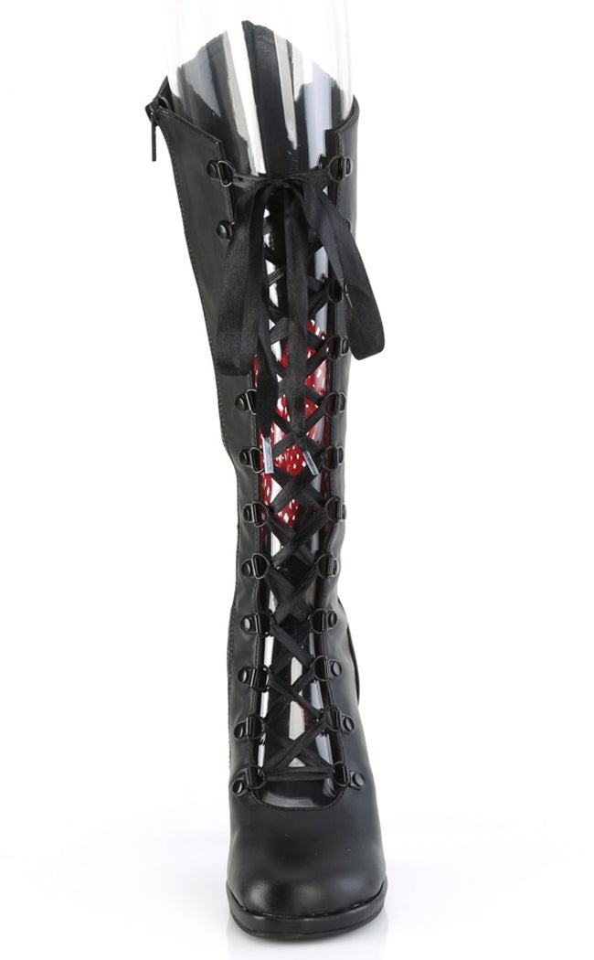 GLAM-243 Black Heart Knee High Boots-Demonia-Tragic Beautiful