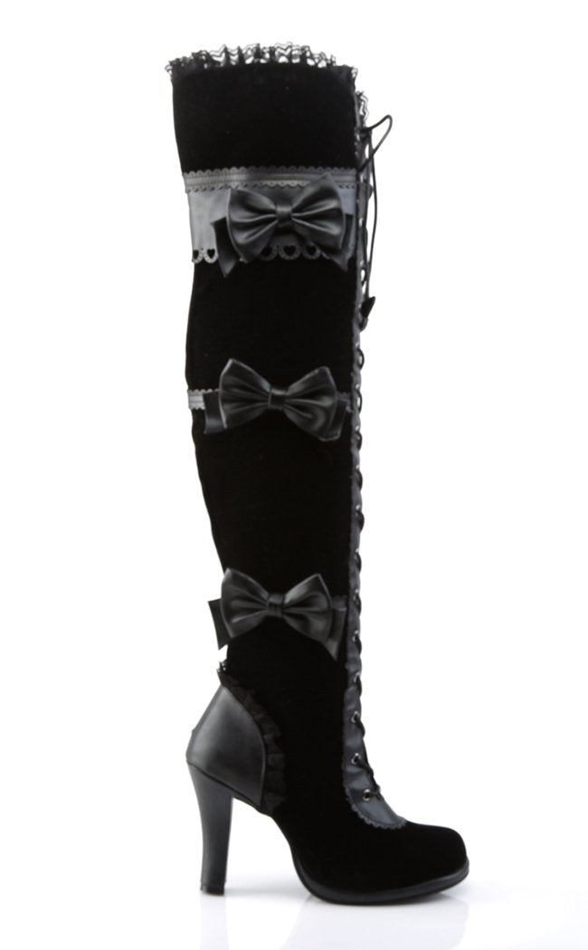 GLAM-300 Black Thigh High Boots-Demonia-Tragic Beautiful