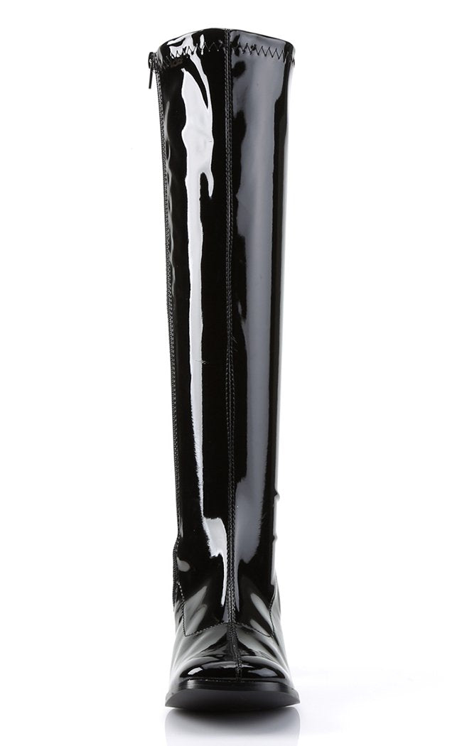 GOGO-300 Black Stretch Patent Gogo Boots-Funtasma-Tragic Beautiful