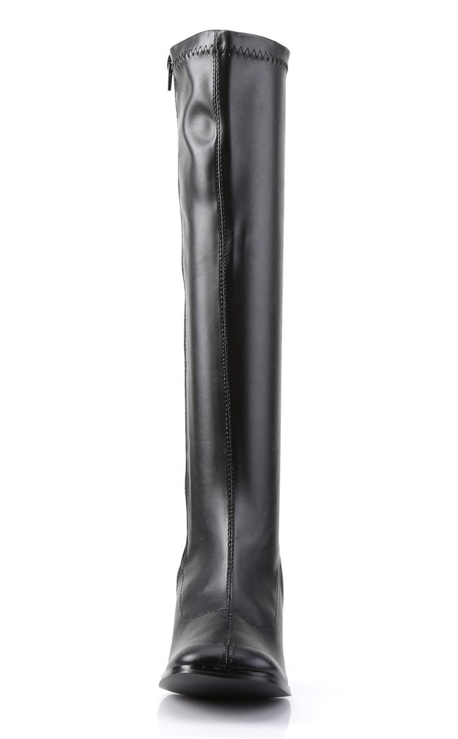 GOGO-300 Black Stretch Vegan Leather Gogo Boots-Funtasma-Tragic Beautiful