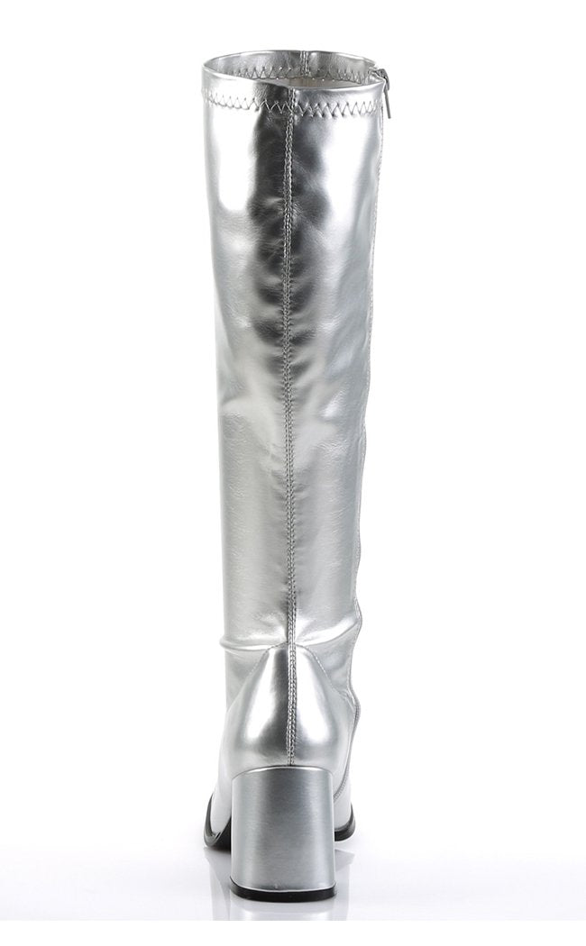 GOGO-300 Silver Stretch PU Gogo Boots-Funtasma-Tragic Beautiful