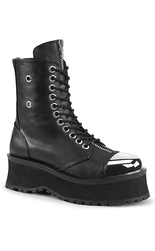 GRAVEDIGGER-10 Black Vegan Leather Boots-Demonia-Tragic Beautiful