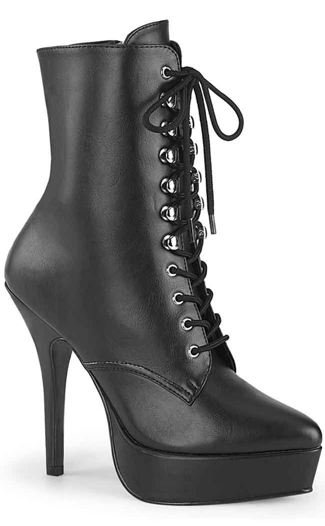 INDULGE-1020 Black Matte Ankle Boots-Devious-Tragic Beautiful