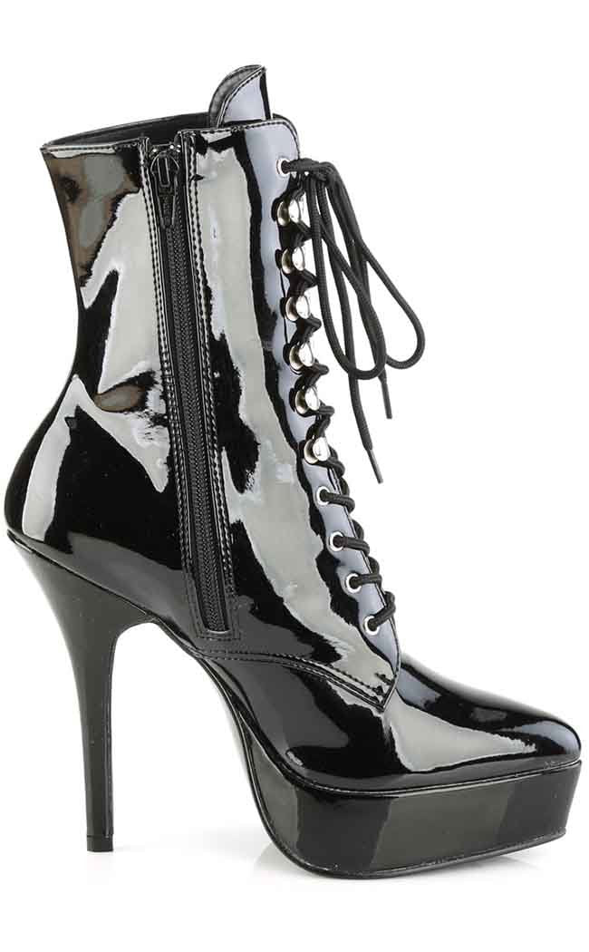 INDULGE-1020 Black Patent Ankle Boots-Devious-Tragic Beautiful