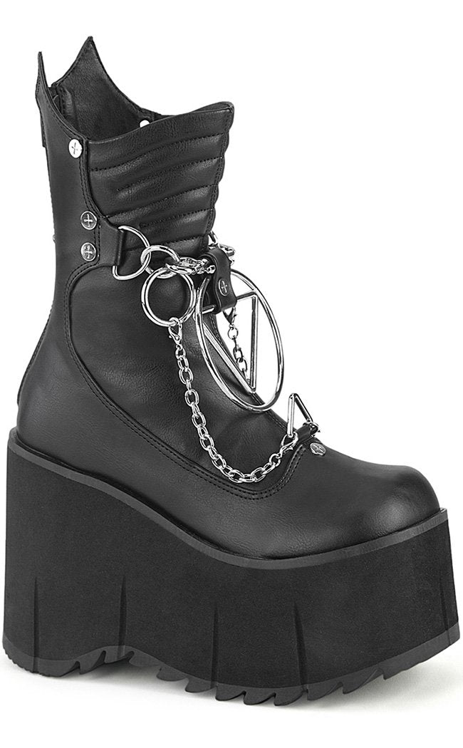 KERA-130 Black Platform Wedge Boots-Demonia-Tragic Beautiful