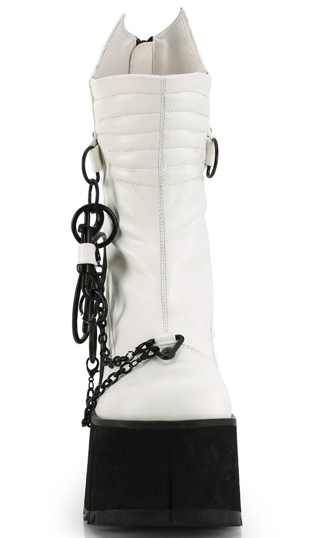 KERA-130 White Platform Wedge Boots-Demonia-Tragic Beautiful