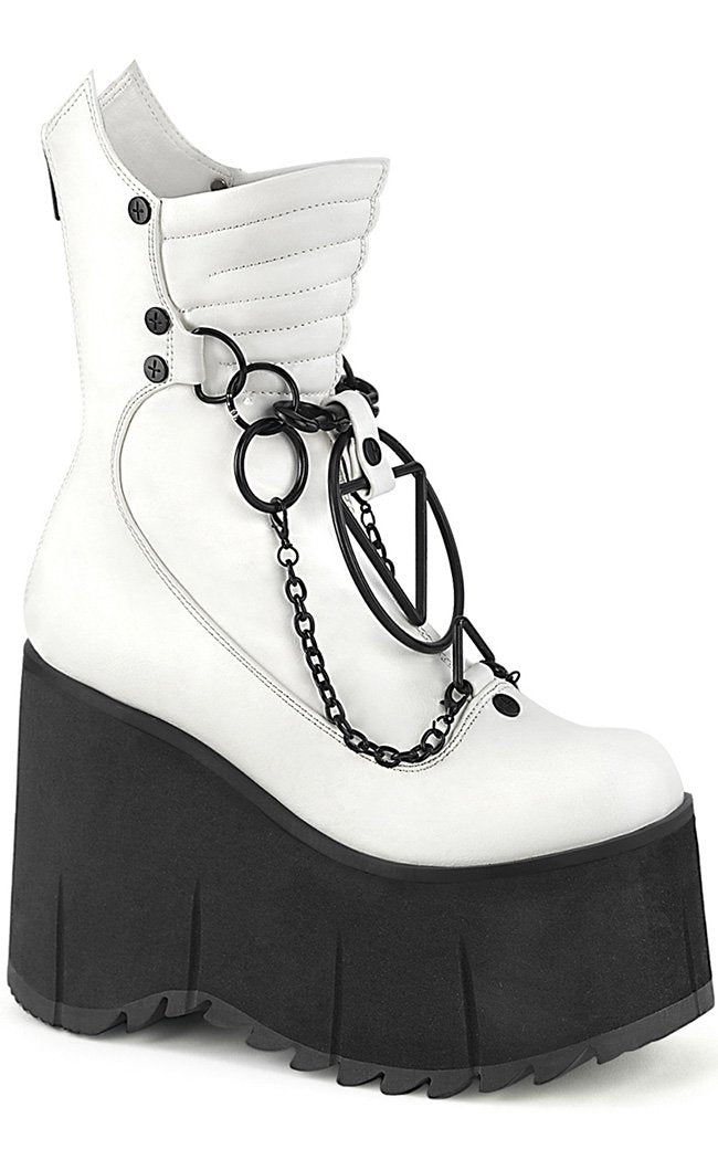 KERA-130 White Platform Wedge Boots-Demonia-Tragic Beautiful
