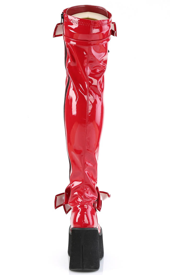 KERA-303 Red Patent Thigh High Platform Boots-Demonia-Tragic Beautiful