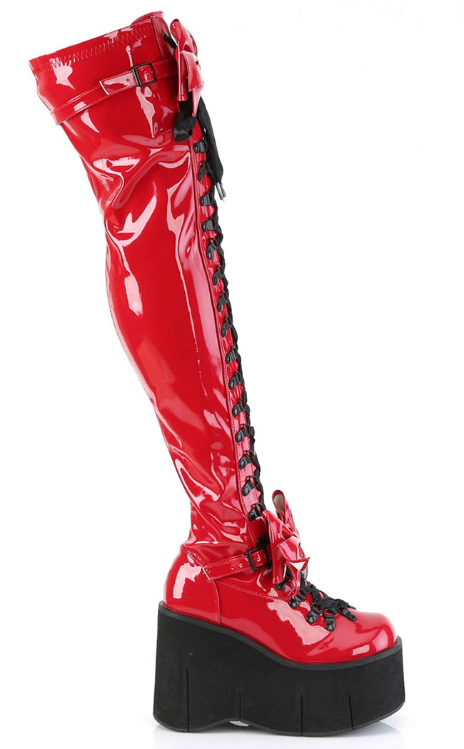 KERA-303 Red Patent Thigh High Platform Boots-Demonia-Tragic Beautiful